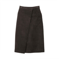 無印良品 MUJI 無印良品 女式 弹力灯芯绒 轻便半长喇叭裙 深棕色 S