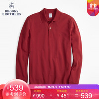 Brooks Brothers/布克兄弟男士19秋冬Supima棉长袖修身Polo衫 6002-深红色 XL