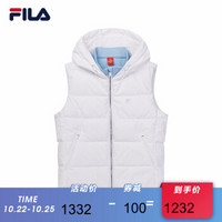 FILA 斐乐官方 女子羽绒背心 2019冬季新款运动梭织羽绒服 玉石白-WT 160/80A/S