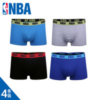 NBA 运动棉内裤 男士透气排汗 平角内裤礼盒4条装 XL
