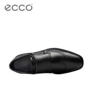 ECCO爱步 简约优雅压花方头搭扣皮鞋 商务休闲缓震舒适透气男鞋 意兰诺623154 黑色62315401001 39