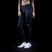 MSGD 运动紧身裤 女子高腰显瘦跑步瑜伽训练健身裤修身提臀速干休闲健美裤 Shadow Black 月影黑 M(现货开售)