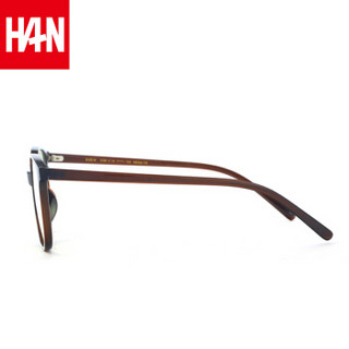 汉（HAN）复古超轻近视眼镜框男女款 眼镜架全框成品配眼镜大框潮眼镜 3102 时尚深棕 配1.60非球面防蓝光镜片(200-600度)