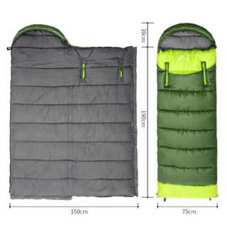 威迪瑞 睡袋成人户外加厚隔脏旅行秋冬天四季保暖室内露营双人隔脏棉睡袋 军绿1.95kg（右）-送助眠三宝