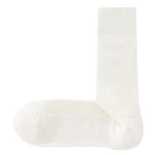 无印良品 MUJI 男式 棉混合脚直角 罗纹袜（男士 可选） 本白色 25-27cm