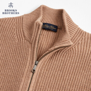 Brooks Brothers/布克兄弟男士纯色绵羊毛针织毛衣开衫1000064348 2004-驼色 XL