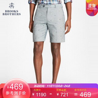 Brooks Brothers/布克兄弟男士棉质棕榈树图案短裤休闲通勤商务 B475-灰色 37