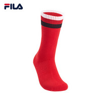 FILA FUSION斐乐 2019 FUSION系列男女袜春季新款时尚LOGO串标运动休闲高腰袜 暗红-RD XS