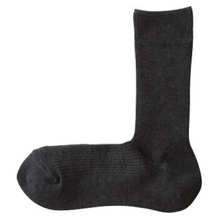 无印良品 MUJI 男士 合脚直角秘鲁棉混罗纹袜 炭灰色 24-26cm