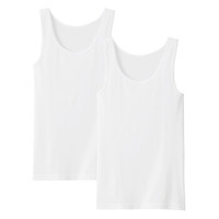 无印良品 無印良品 MUJI 女式 棉罗纹 背心 2件装 白色 XXL