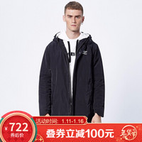 UMBRO茵宝 2019年秋冬男子中长款百搭休闲运动棉服 UI999AP2299-999黑色 M