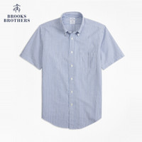 Brooks Brothers/布克兄弟男士泡泡纱短袖休闲衬衫 B115-蓝白条纹 XS