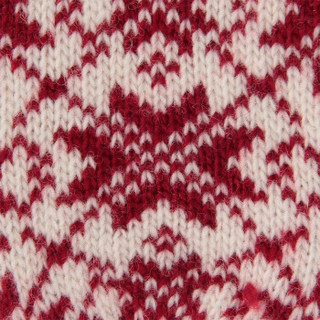 无印良品 MUJI 羊毛混纺 可作连指手套的 雪花图案半指手套 深紫红色 M