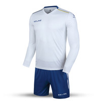 KELME卡尔美足球服套装长袖比赛训练服定制K16Z2004L 白彩蓝 M