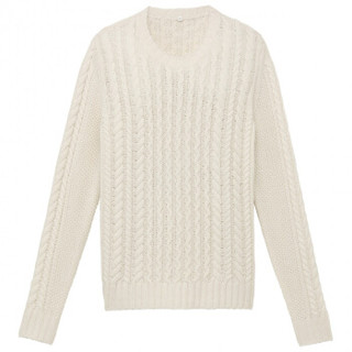 無印良品 MUJI 無印良品  女式 美利奴羊毛 阿兰图案毛衣 烟熏绿色 S
