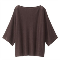無印良品 MUJI 無印良品 女式 亚麻 蝙蝠袖毛衣 深棕色 XS-S