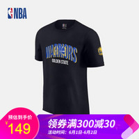 NBA 金州勇士队 球队名字系列 运动休闲针织内搭短袖T恤 黑色 XL