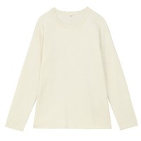 無印良品 MUJI 無印良品 女式 棉混双面圆领毛衣 米白色 M
