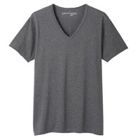 無印良品 MUJI 無印良品 男式 棉保暖 V领短袖T恤 炭灰色 M