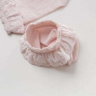 davebella戴维贝拉夏装新款女儿童短袜 宝宝薄款花边袜【两双装】 粉色/白色 14cm