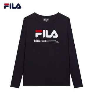 FILA 斐乐官方 女子长袖T恤 2019冬季运动休闲LOGO长袖打底衫 传奇蓝-NV 180/96A/XXL