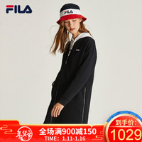 FILA 斐乐官方旗舰店 女子外套2019冬季新款休闲运动中长款针织长袖开衫 传奇蓝-NV 155/76A/XS