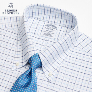 Brooks Brothers/布克兄弟男士免烫牛津纺正装格纹衬衫1000058366 B115-白色 16/H/4
