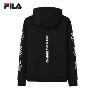 FILA 斐乐官方 连帽套头卫衣男女同款 ROY WANG联名FUSION系列 深黑-BK 185/104A/XXL