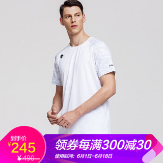 DESCENTE迪桑特 RUNNING系列 男子针织短袖跑步T恤 D7331RTS42 白色 XL(180/100A)
