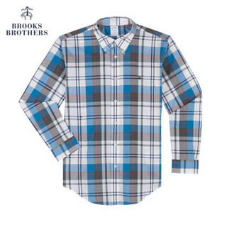 Brooks Brothers/布克兄弟 常规版格纹薄纱绸休闲衬衫1000045593 B345-墨绿色 M