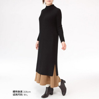 无印良品 MUJI 女式 未造成颈部刺痛感 罗纹 连衣裙 黑色 XS-S