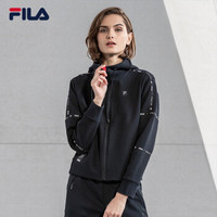 FILA （斐乐）官方 女子外套 2019春季新款时尚立领连帽外套女装 深黑-BK 165/84A/M