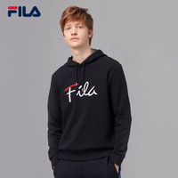 FILA 斐乐官方 男子连帽卫衣 2019秋季新款LOGO休闲针织连帽衫 传奇蓝-NV 180/100A/XL