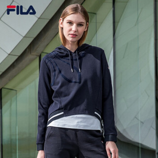 斐乐FILA 连帽卫衣女装2018春季新款简约修身运动服 传奇蓝-NV 160/80A(S)