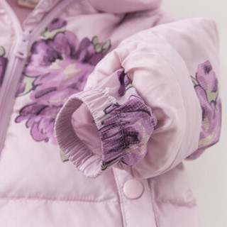 davebella戴维贝拉童装冬季新款女童玫瑰印花羽绒服 女宝宝羽绒衣 紫色玫瑰 80cm(24M(建议身高73-80cm))