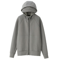無印良品 MUJI 無印良品 男式 棉混双重编织 不易沾水连帽衫 中灰色 M