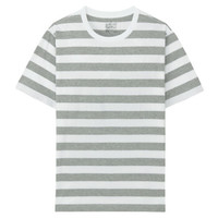 無印良品 MUJI 無印良品  男式 棉 宽条纹T恤 灰色X图案 XL