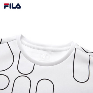 FILA（斐乐）官方 女子卫衣 2019春季新款时尚LOGO满印卫衣女装 玉石白-WT 180/96A/XXL