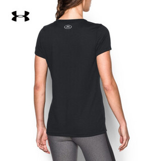 安德玛官方 UA Tech 女子 运动短袖T恤 Under Armour-1277207 黑色001 L