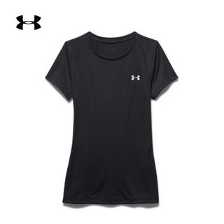 安德玛官方 UA Tech 女子 运动短袖T恤 Under Armour-1277207 黑色001 L