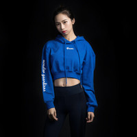 MSGD 运动卫衣 女子短款露脐连帽健身上衣 Silent Blue 静谧蓝 M (现货开售)