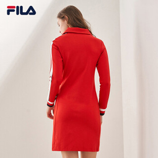 FILA（斐乐）2019 W系列连衣裙女春季新款运动休闲裙小高领LOGO优雅连衣裙 红色-RD 160/80A/S