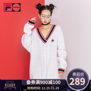 FILA（斐乐）FUSION编织衫男女2018冬季新款休闲运动简约大方上衣 标准白-WT 170/92A/M