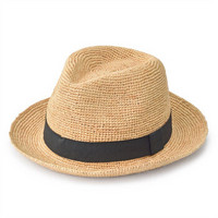 无印良品 MUJI 酒椰叶纤维 中折帽 原色 55-57.5cm