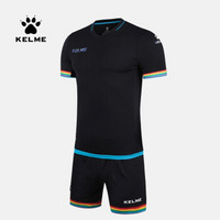 KELME卡尔美足球服套装 训练组队服短袖修身定制球衣K15Z203 黑色 XL/180