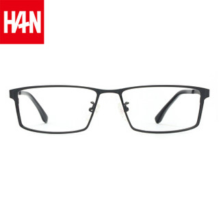 汉（HAN）近视眼镜框架男女款 纯钛商务光学眼镜框架 49118 经典黑 配1.67非球面防蓝光镜片(400-1000度)