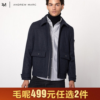 ANDREW MARC XFSM8AW491MNY 男士厚款毛呢飞行员夹克