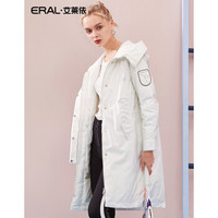 ERAL/艾莱依2018新款羽绒服女中长款连帽大衣 本白 165/88A/L