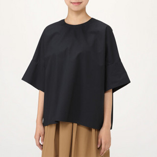 MUJI 无印良品 女式 棉混 罩衫 黑色 ONE SIZE