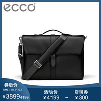 ECCO爱步男士单肩斜挎商务电脑手提大包包 绅士9105430 黑色910543090000